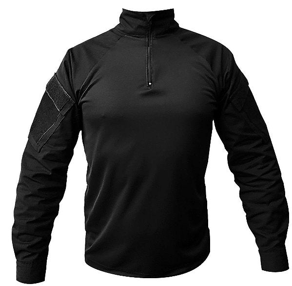 Combat Shirt Manga Longa Preta em RipStop + Dry Fit