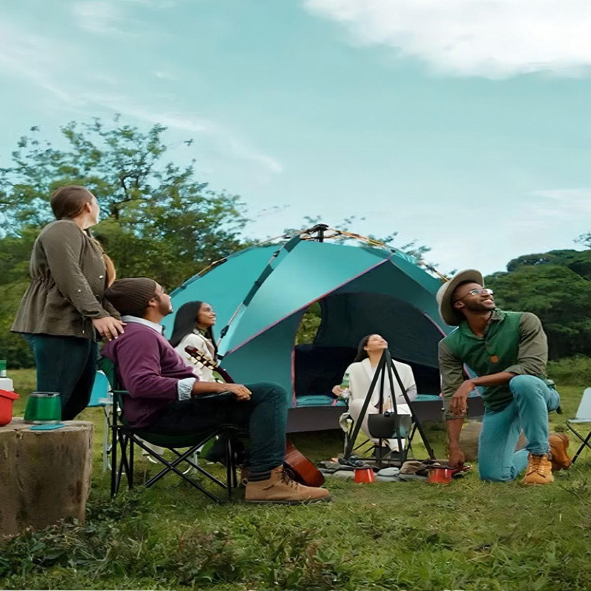 Barraca Camping Automática 2-3 Pessoas Acampamento Barraca Para Acampar, 210*160*100cm Tecido Oxford