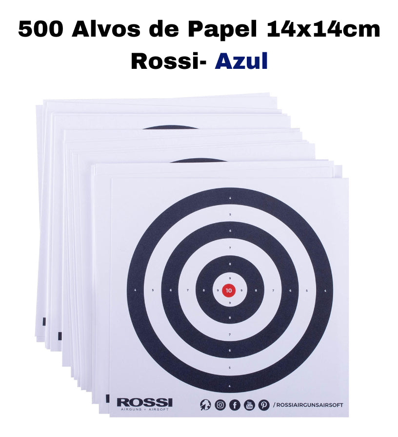 500 Alvos Rossi Tiro Esportivo Carabina Airsoft 14x14cm
