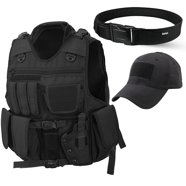 Kit Operacional Colete Swat + Boné Tático + Cinto NA Padrão