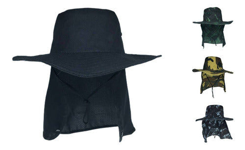 Chapéu Australiano Proteção Pescoço Camping Nuca Pescador